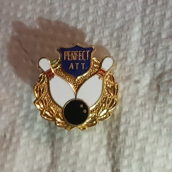 Vintage 1980s Perfect Attendance Bowling Lapel Collectible Pin - Picture 6 of 6